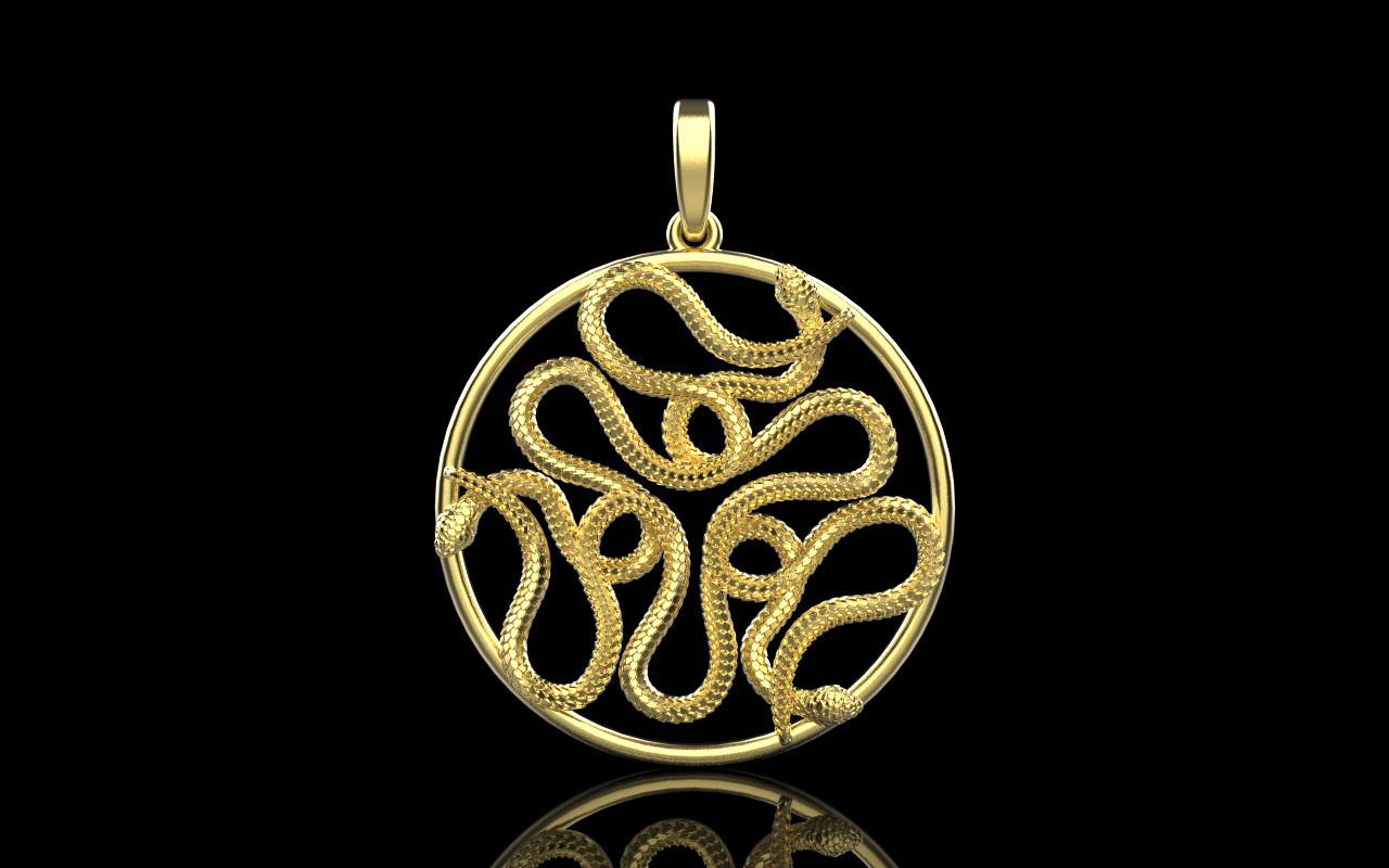 snake round pendant model 709 3D print model_15