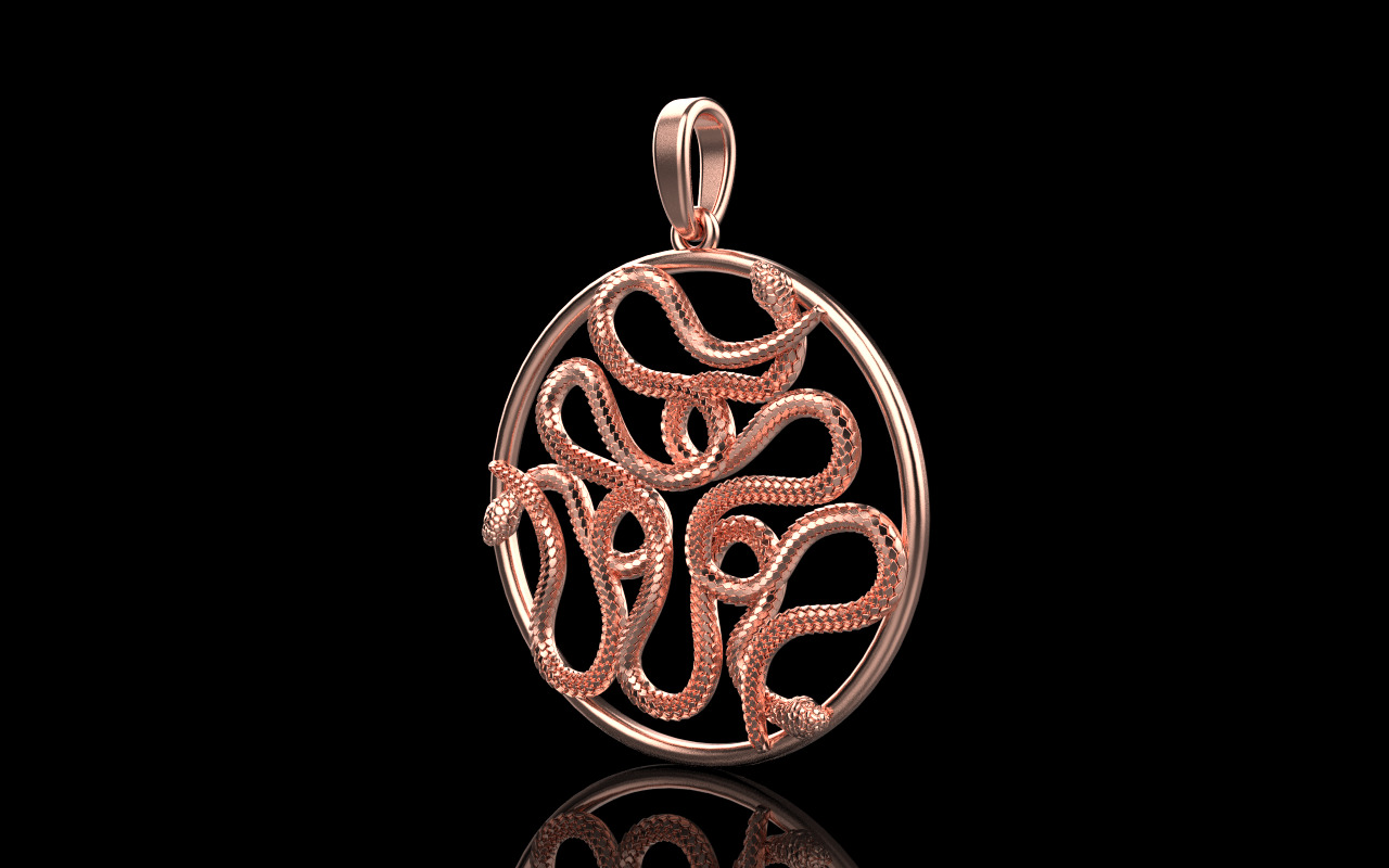 snake round pendant model 709 3D print model_32