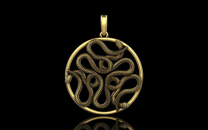 snake round pendant model 709 3D print model