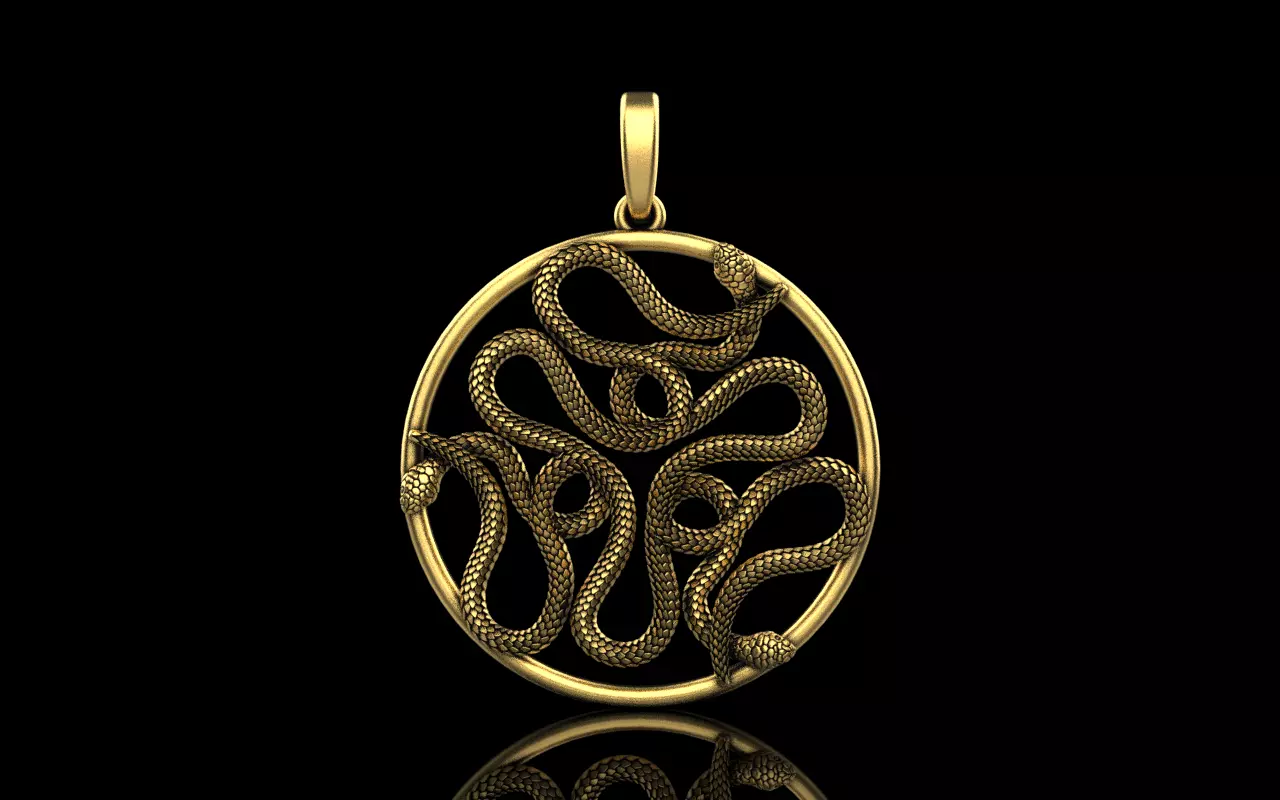 snake round pendant model 709 3D print model_0