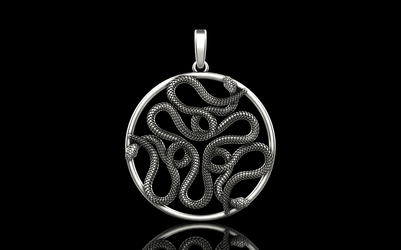 snake round pendant model 709 3D print model_12