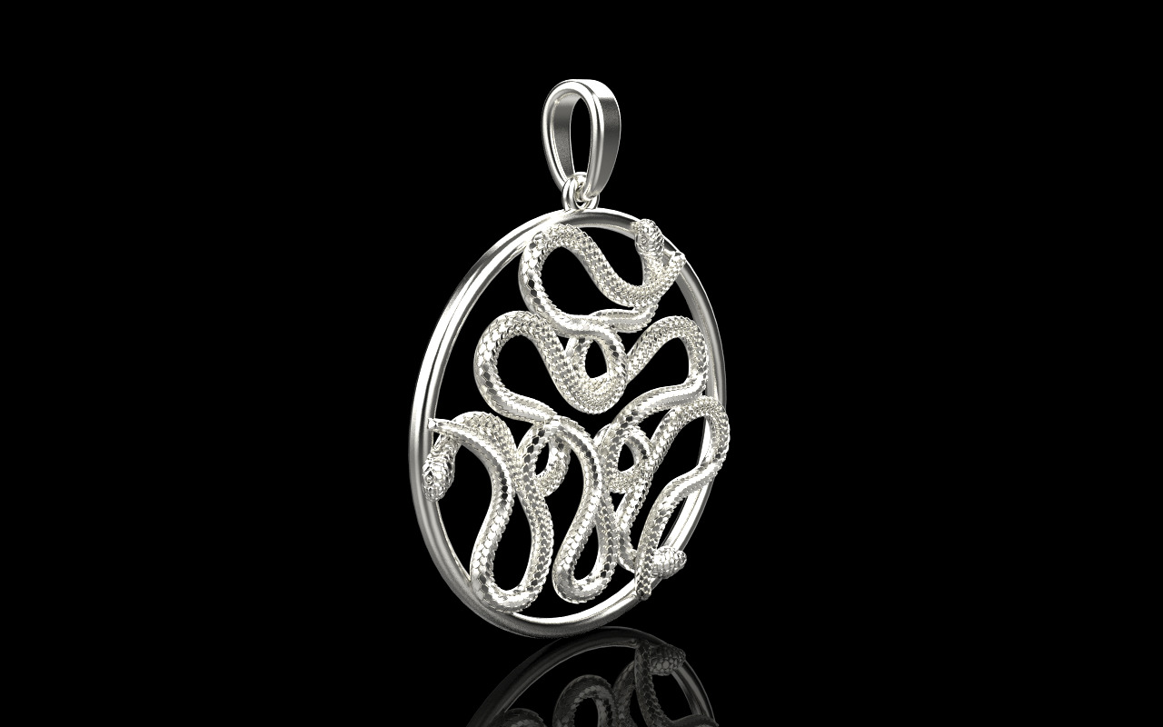 snake round pendant model 709 3D print model_27
