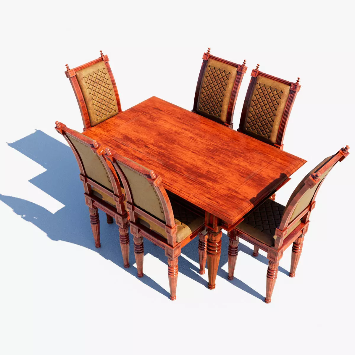 Classical dining table set 3D model_0