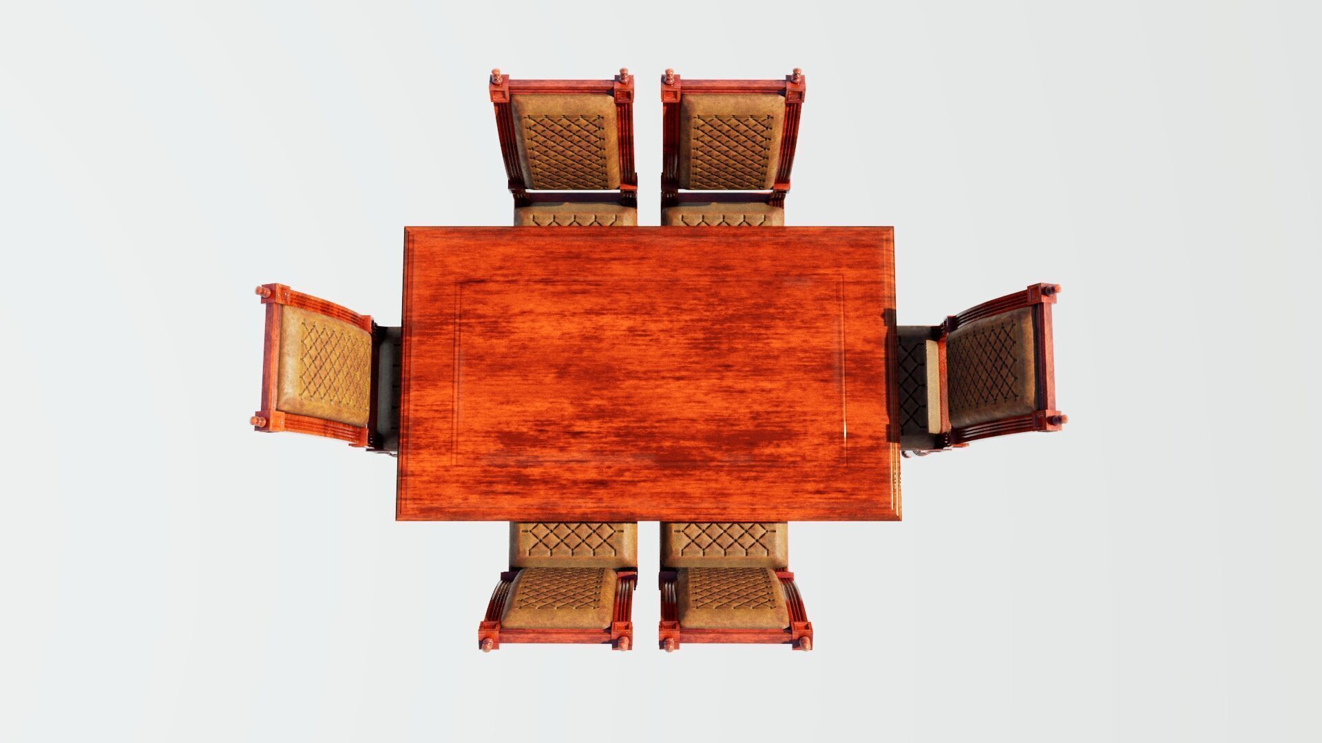 Classical dining table set 3D model_10