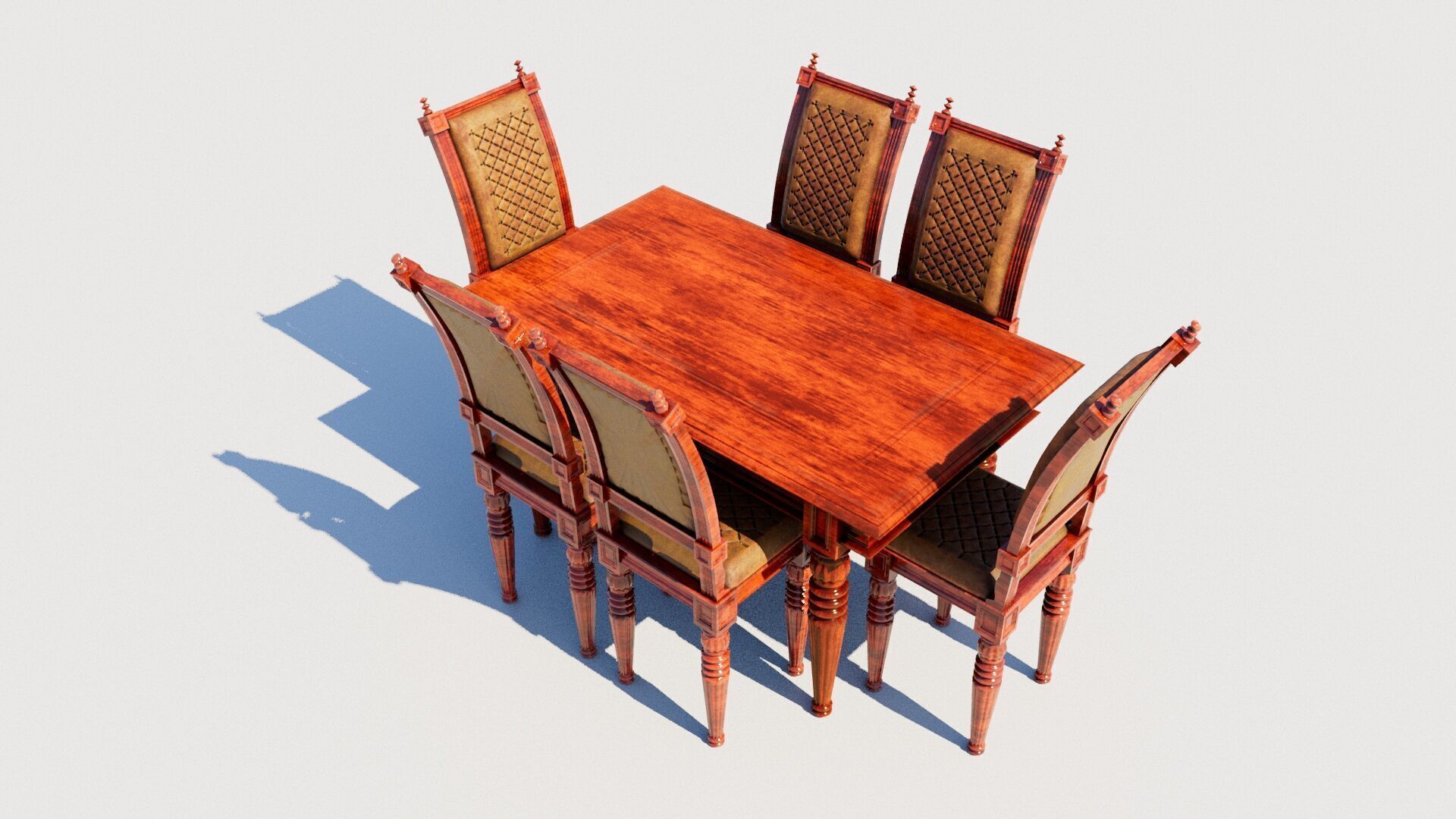Classical dining table set 3D model_8