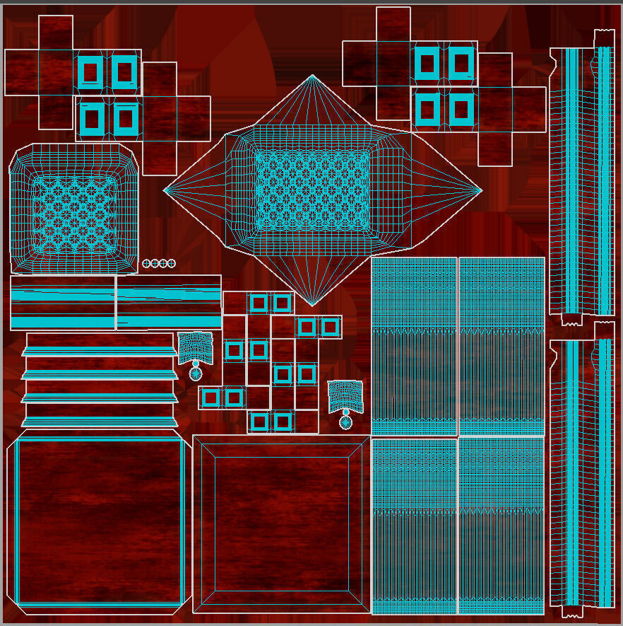Classical dining table set 3D model_22