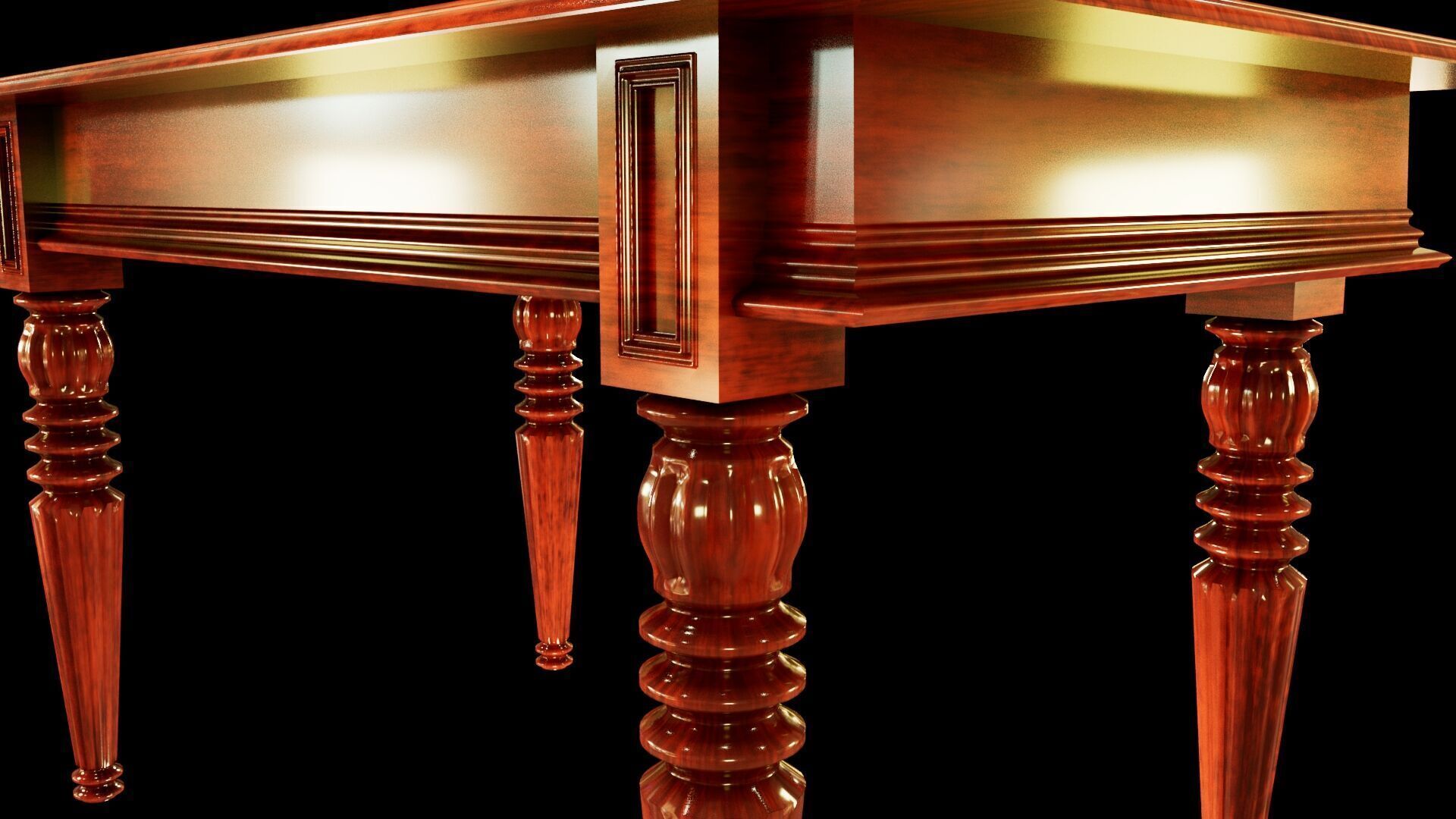 Classical dining table set 3D model_4