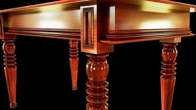 Classical dining table set 3D model 5