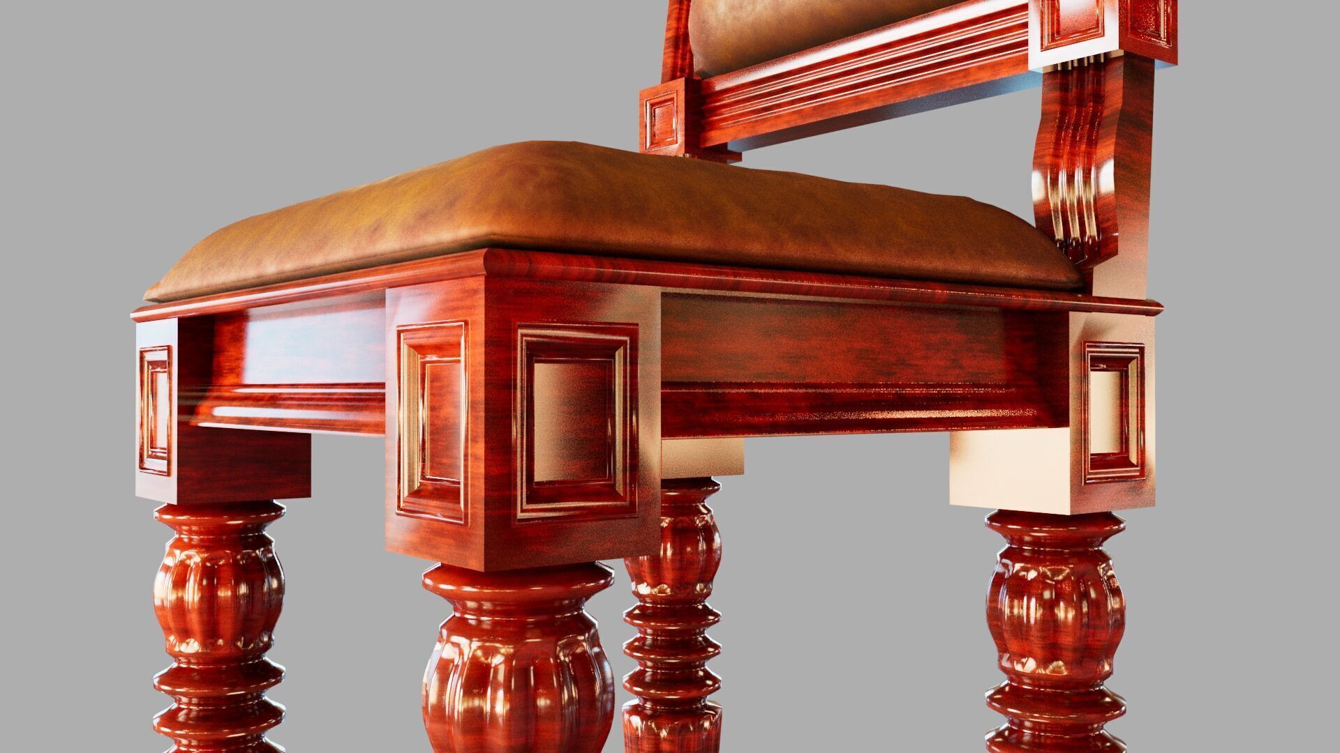 Classical dining table set 3D model_12