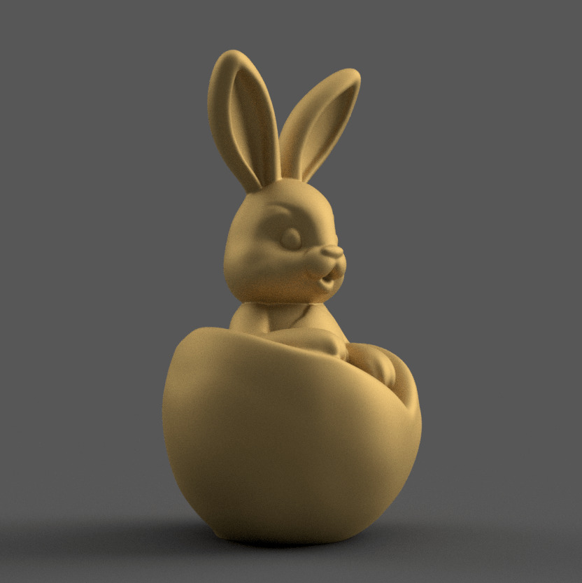 Cute Easter Bunny in Egg 3D STL Model for Decoration 3D print model_7