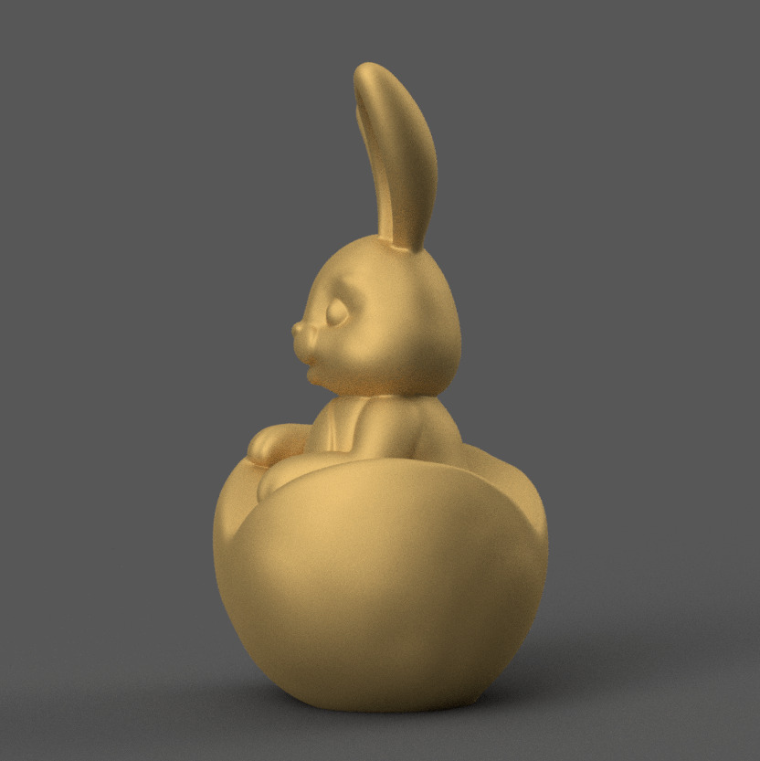 Cute Easter Bunny in Egg 3D STL Model for Decoration 3D print model_2