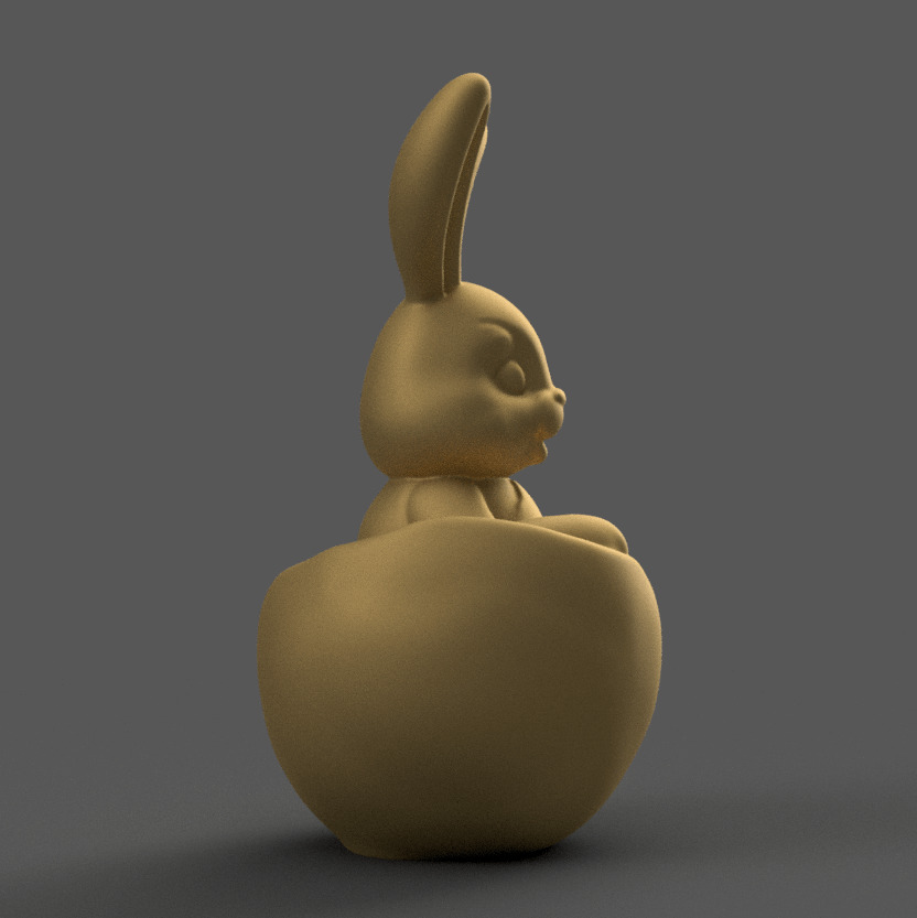 Cute Easter Bunny in Egg 3D STL Model for Decoration 3D print model_6