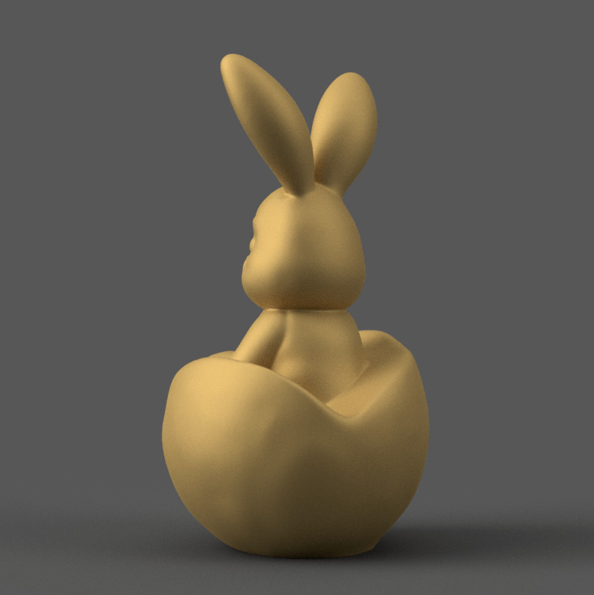 Cute Easter Bunny in Egg 3D STL Model for Decoration 3D print model_3