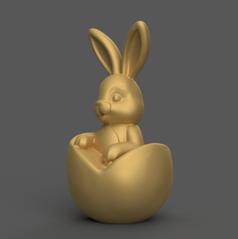 Cute Easter Bunny in Egg 3D STL Model for Decoration 3D print model_1