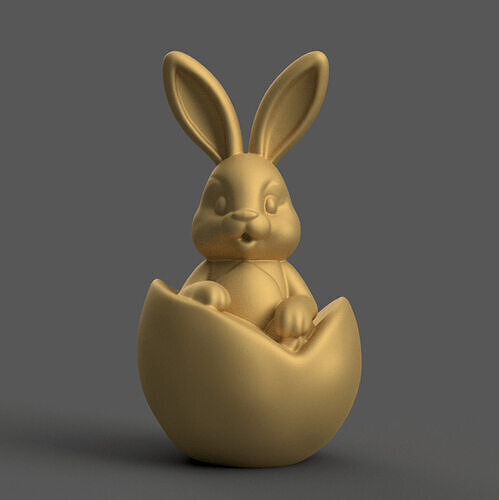 Cute Easter Bunny in Egg 3D STL Model for Decoration 3D print model