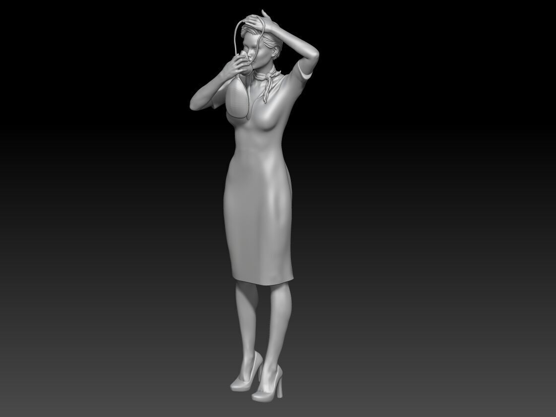 air hostess girl 3 3D print model_1