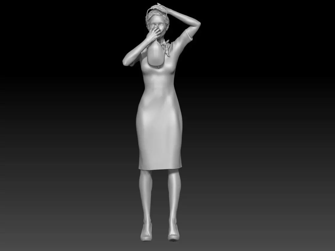 air hostess girl 3 3D print model_0