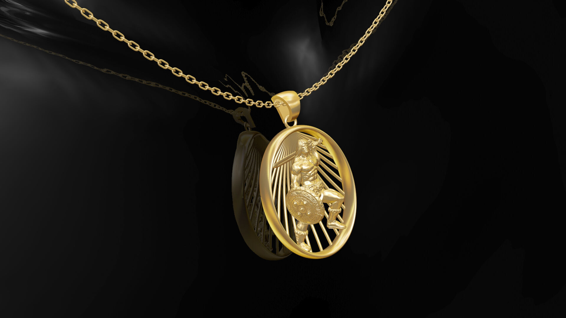 Conan statue sculpture pendant jewelry gold 3D print model_2