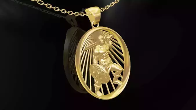 Conan statue sculpture pendant jewelry gold