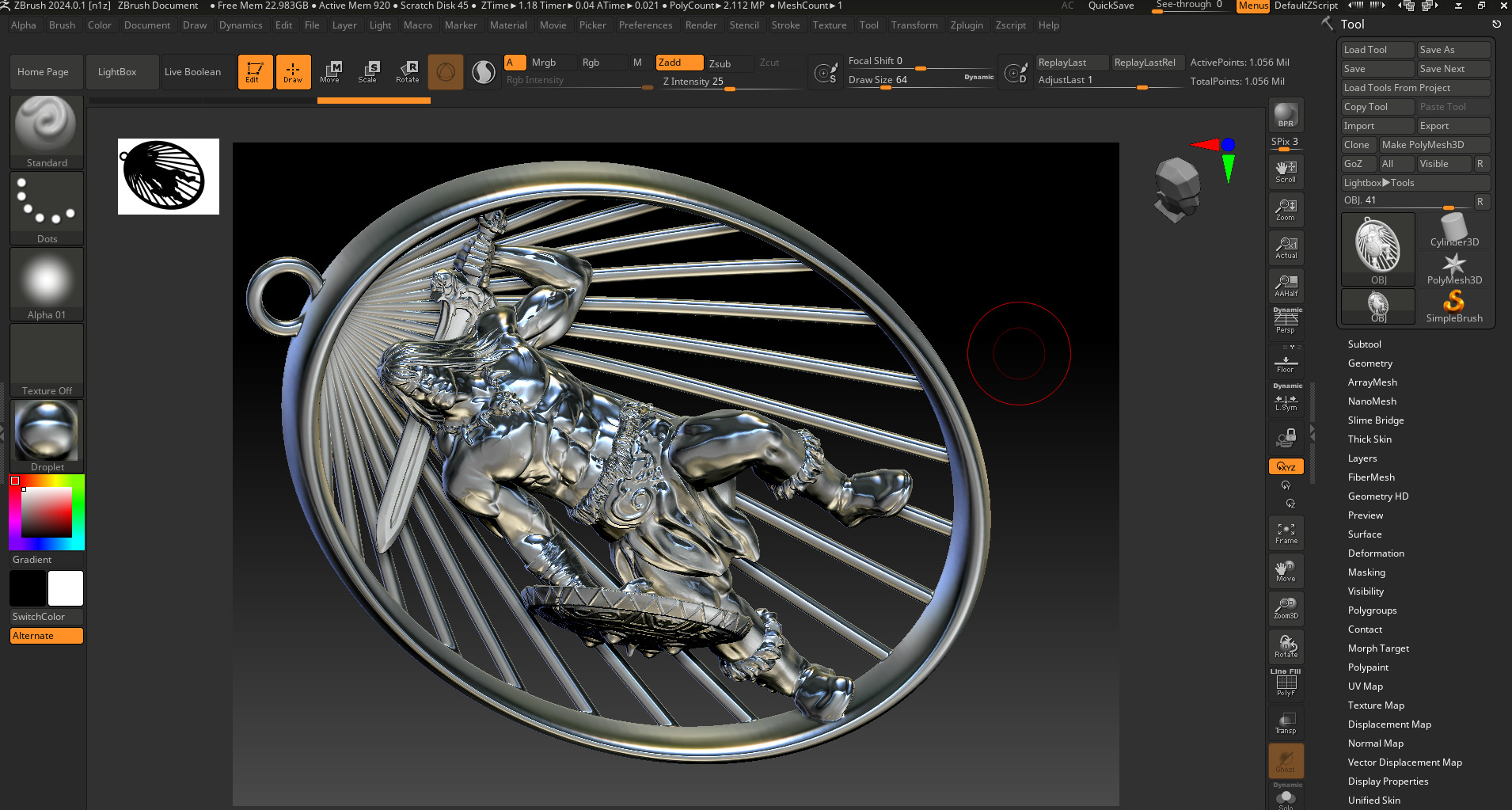 Conan statue sculpture pendant jewelry gold 3D print model_5