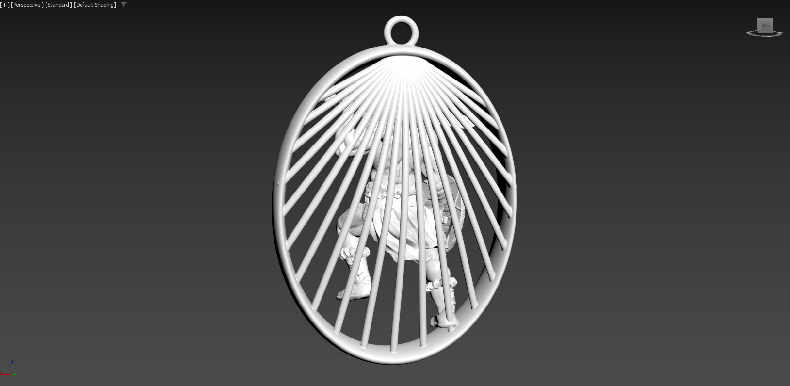 Conan statue sculpture pendant jewelry gold 3D print model_7