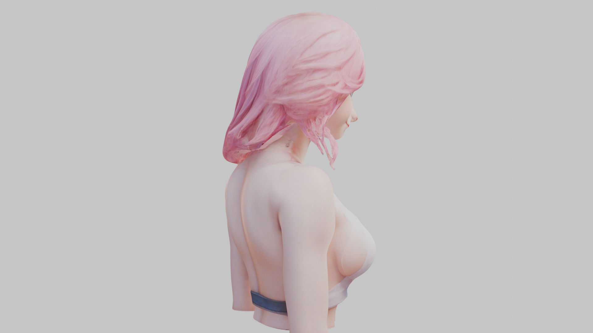 Beautiful Young Anime Girl Realistic Head and Body Bust  2 Pack Low-poly 3D model_8
