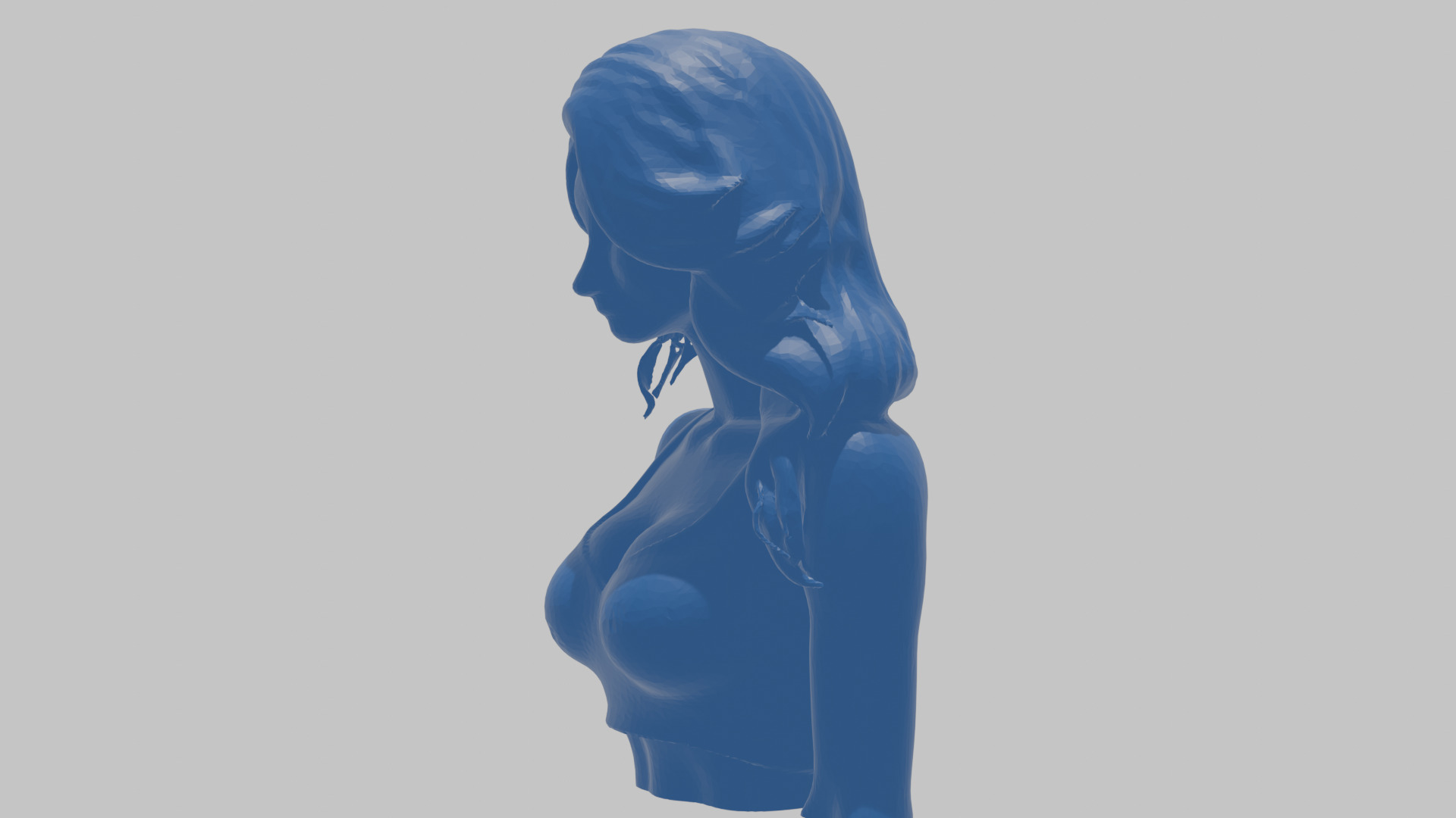Beautiful Young Anime Girl Realistic Head and Body Bust  2 Pack Low-poly 3D model_60