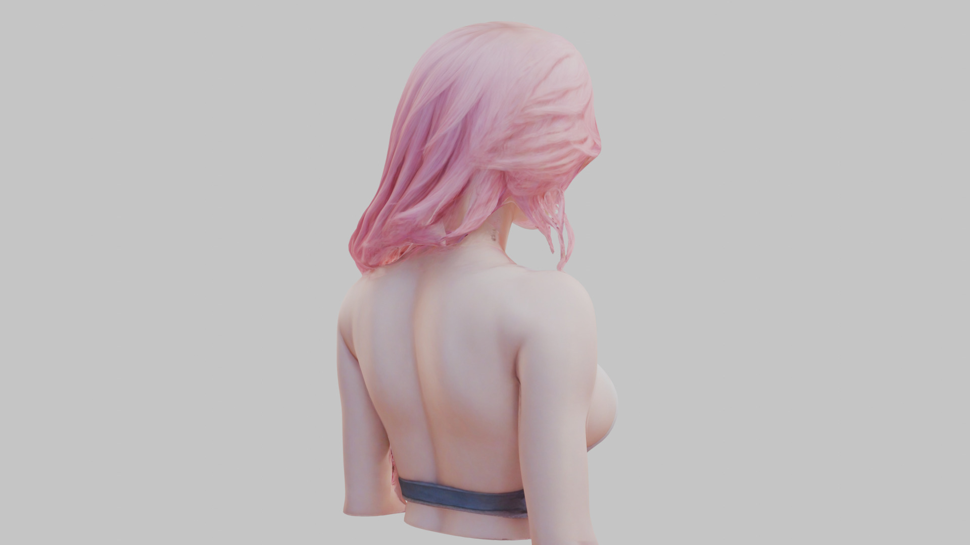 Beautiful Young Anime Girl Realistic Head and Body Bust  2 Pack Low-poly 3D model_42