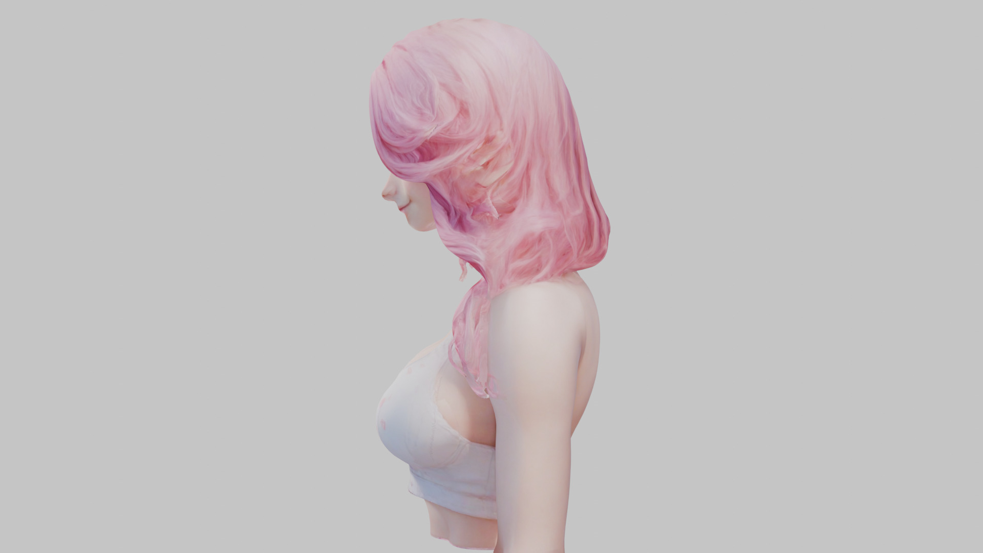 Beautiful Young Anime Girl Realistic Head and Body Bust  2 Pack Low-poly 3D model_41