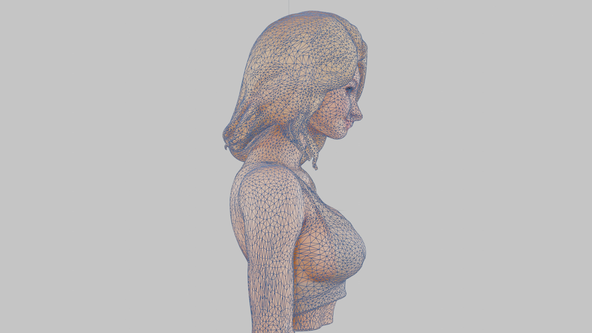 Beautiful Young Anime Girl Realistic Head and Body Bust  2 Pack Low-poly 3D model_25