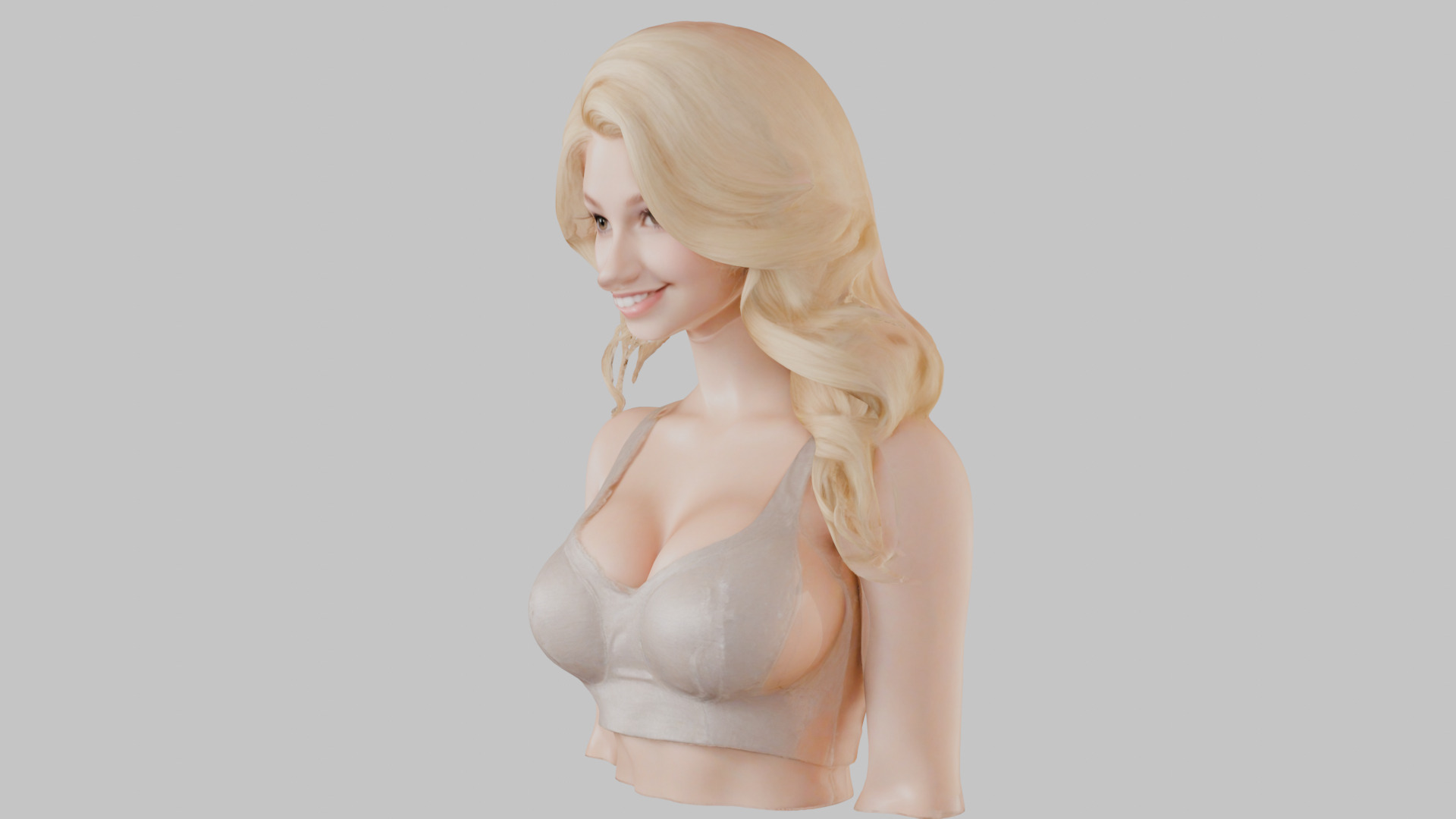 Beautiful Young Anime Girl Realistic Head and Body Bust  2 Pack Low-poly 3D model_36