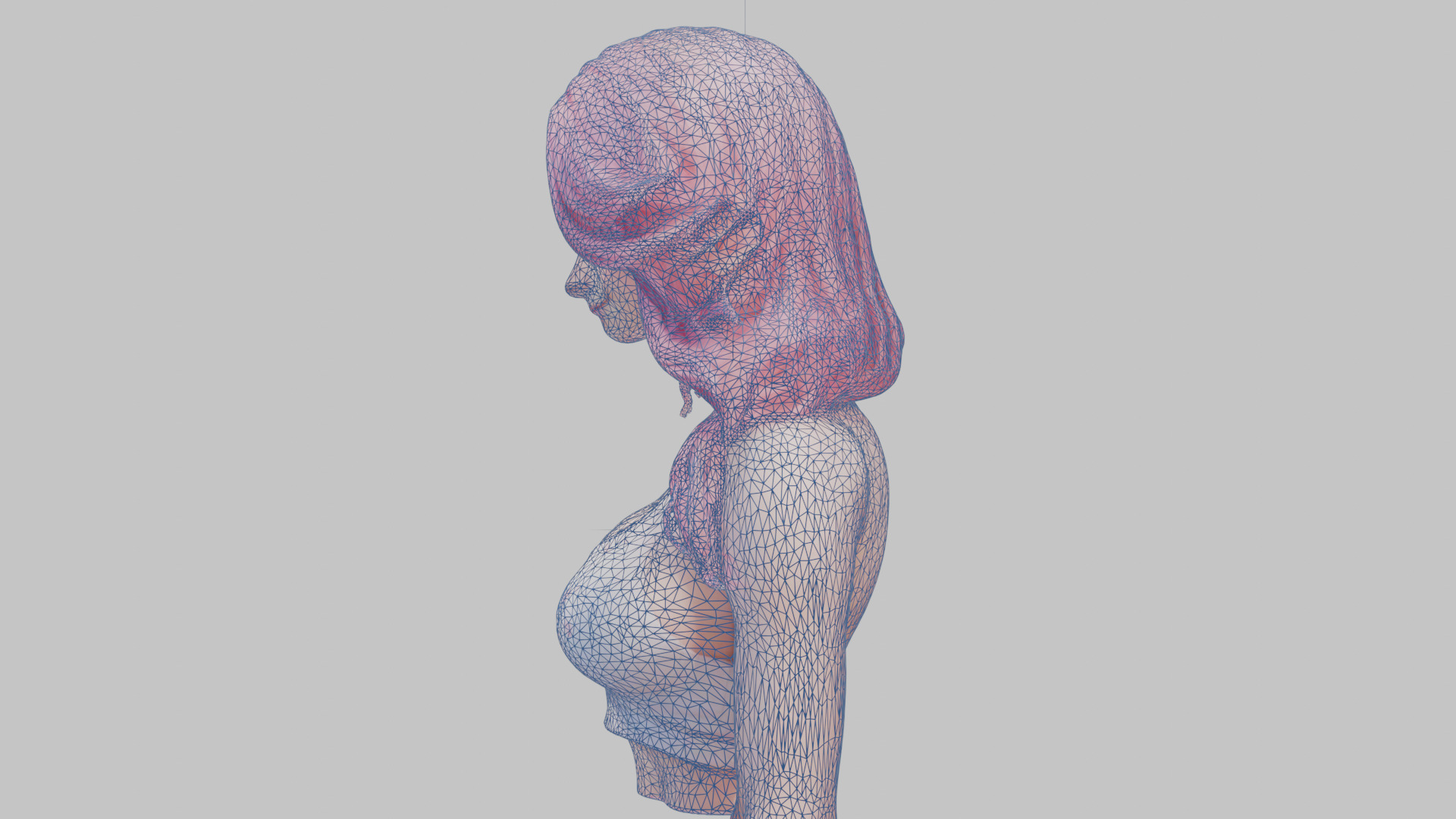 Beautiful Young Anime Girl Realistic Head and Body Bust  2 Pack Low-poly 3D model_45