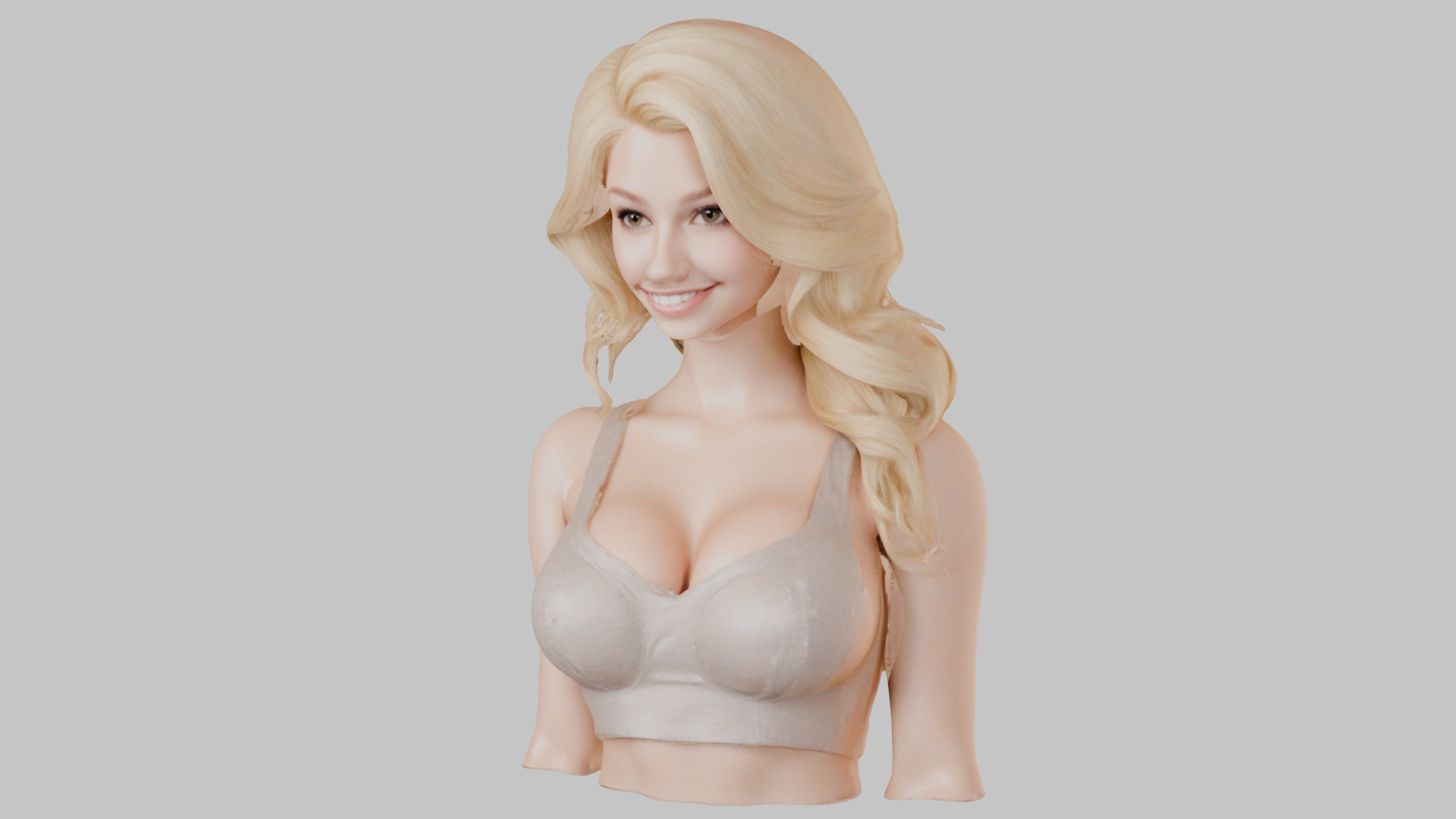 Beautiful Young Anime Girl Realistic Head and Body Bust  2 Pack Low-poly 3D model_16