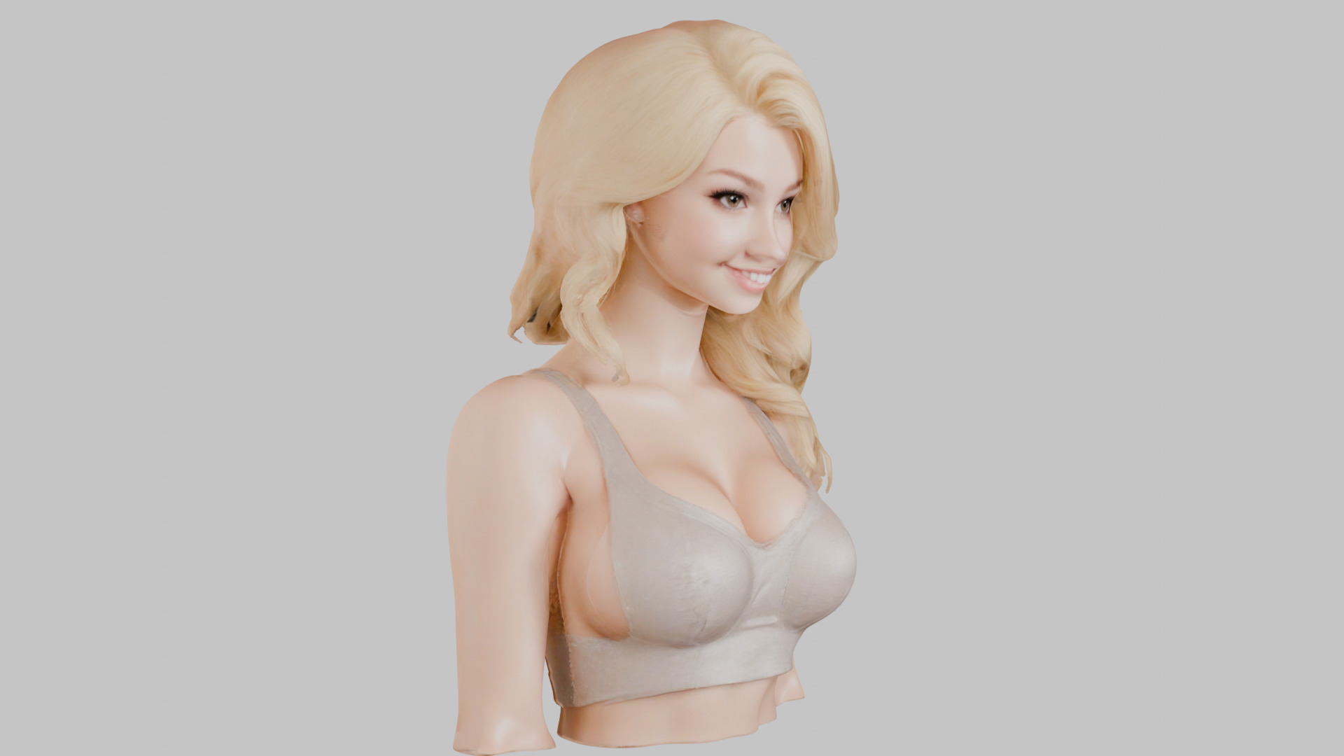 Beautiful Young Anime Girl Realistic Head and Body Bust  2 Pack Low-poly 3D model_29