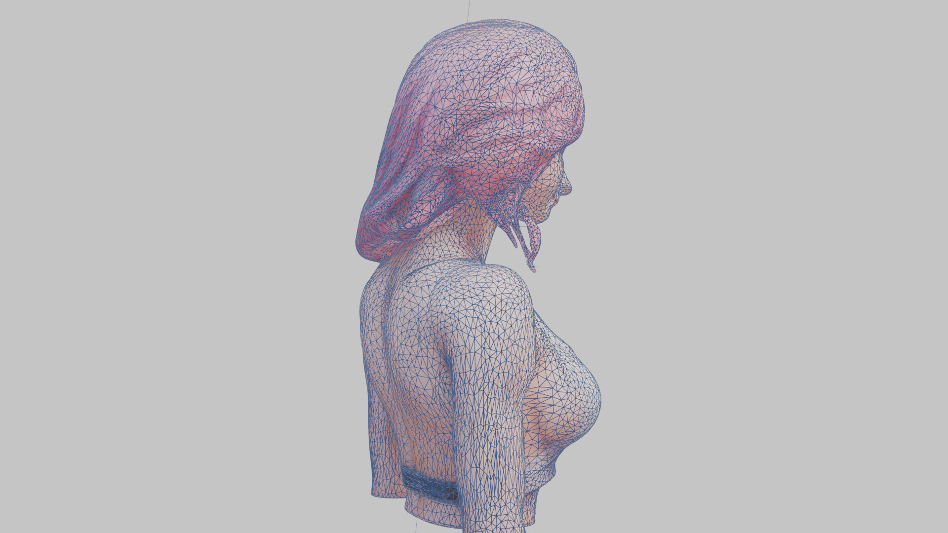 Beautiful Young Anime Girl Realistic Head and Body Bust  2 Pack Low-poly 3D model_39