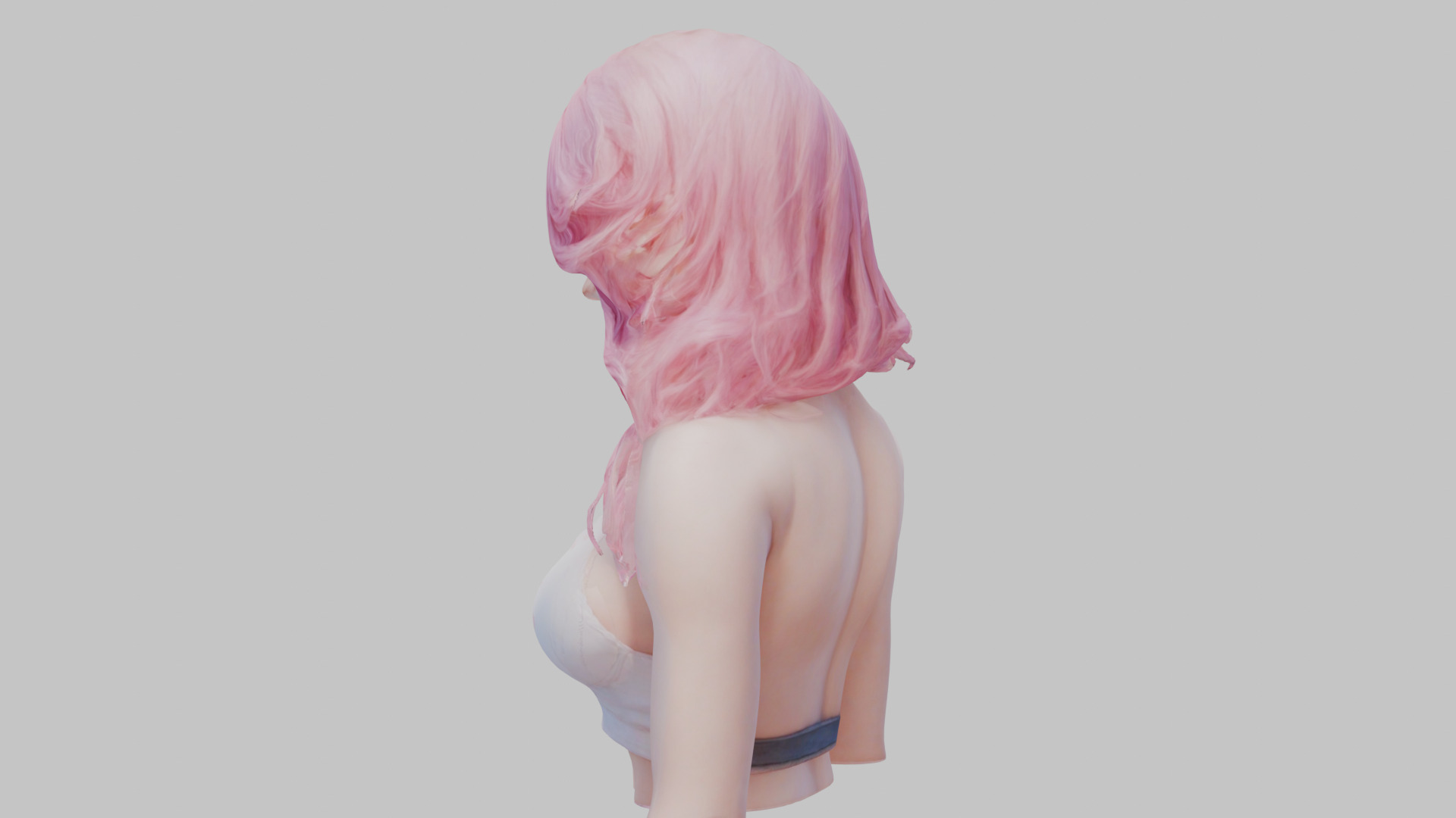Beautiful Young Anime Girl Realistic Head and Body Bust  2 Pack Low-poly 3D model_11