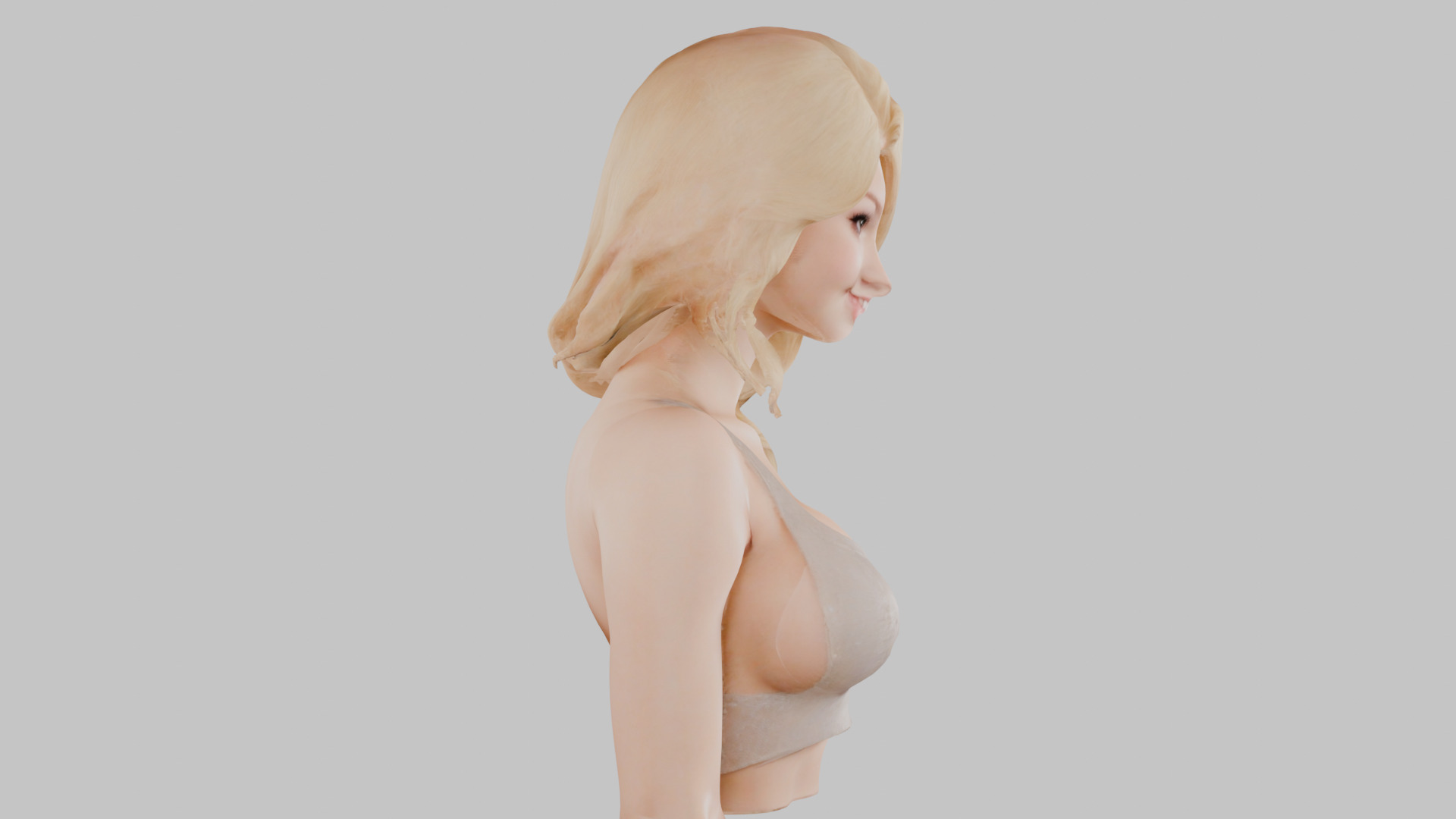 Beautiful Young Anime Girl Realistic Head and Body Bust  2 Pack Low-poly 3D model_28