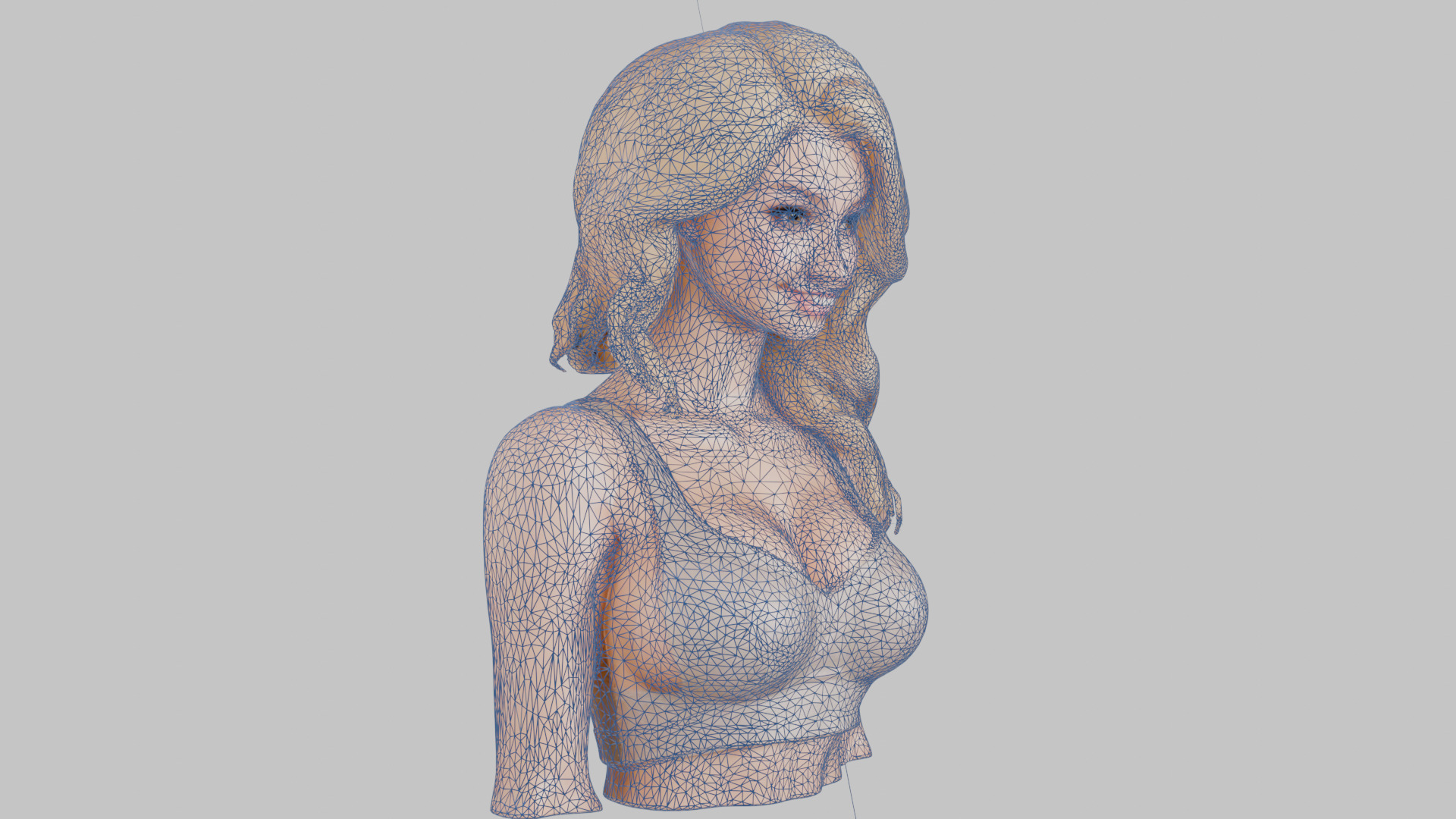 Beautiful Young Anime Girl Realistic Head and Body Bust  2 Pack Low-poly 3D model_22