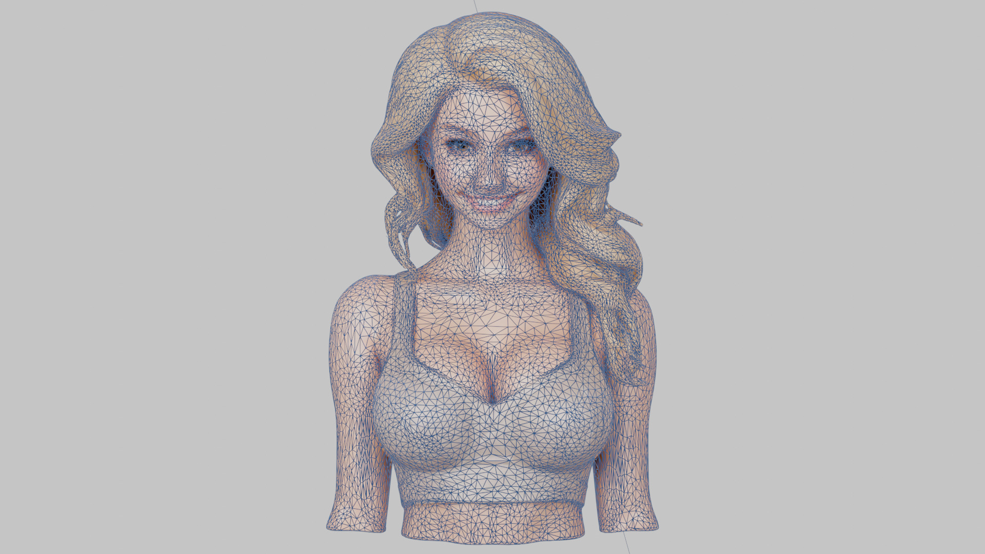 Beautiful Young Anime Girl Realistic Head and Body Bust  2 Pack Low-poly 3D model_18