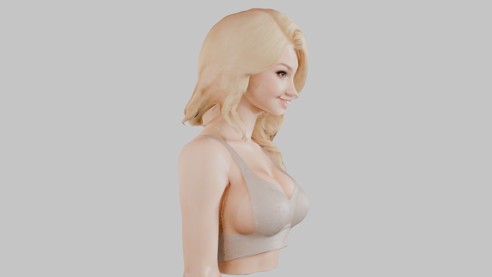 Beautiful Young Anime Girl Realistic Head and Body Bust  2 Pack Low-poly 3D model_26