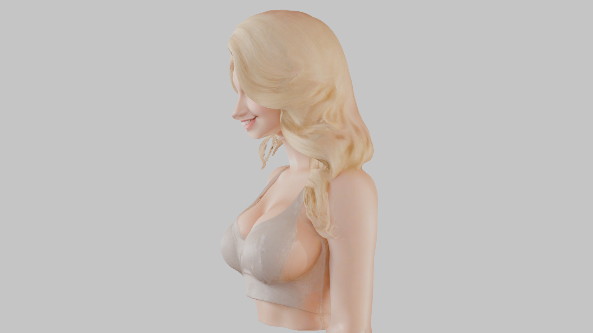 Beautiful Young Anime Girl Realistic Head and Body Bust  2 Pack Low-poly 3D model_37