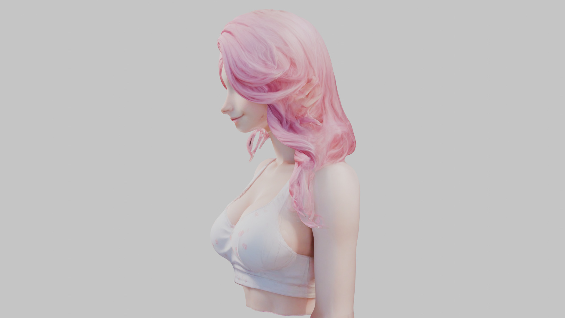 Beautiful Young Anime Girl Realistic Head and Body Bust  2 Pack Low-poly 3D model_15