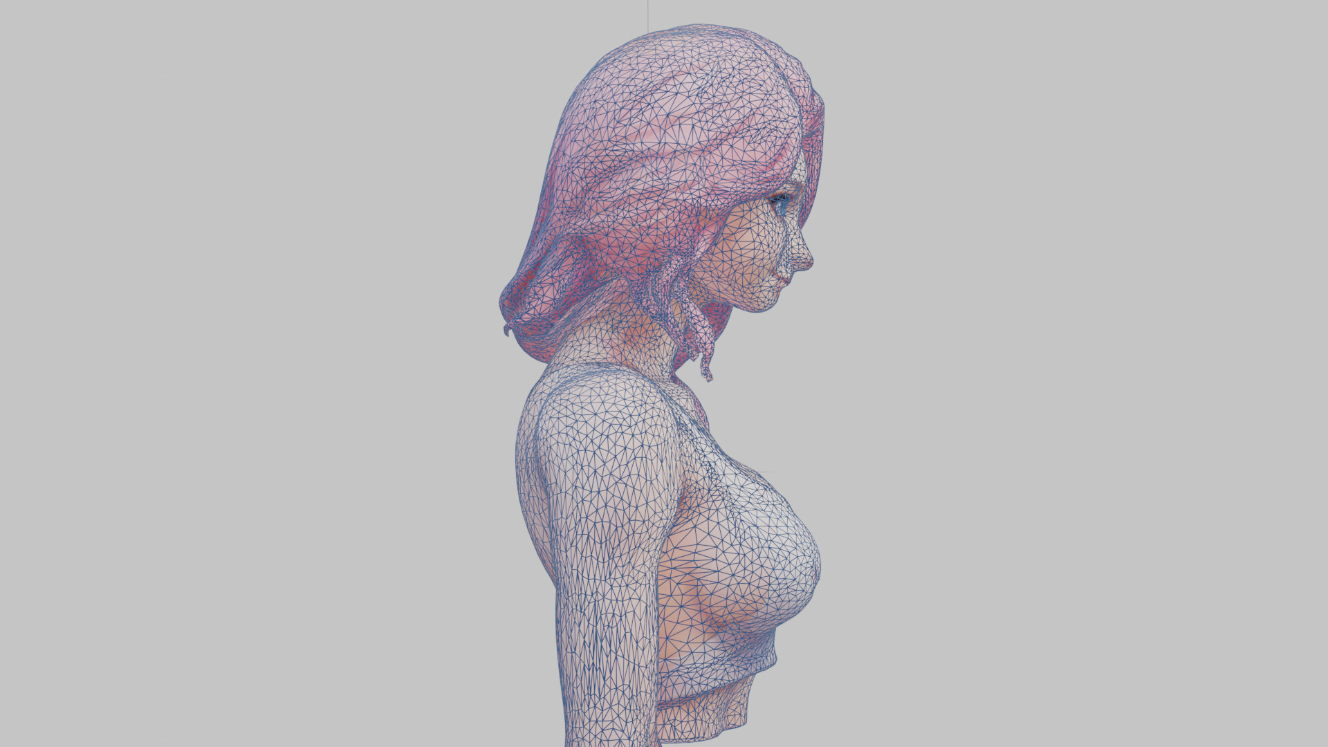 Beautiful Young Anime Girl Realistic Head and Body Bust  2 Pack Low-poly 3D model_43