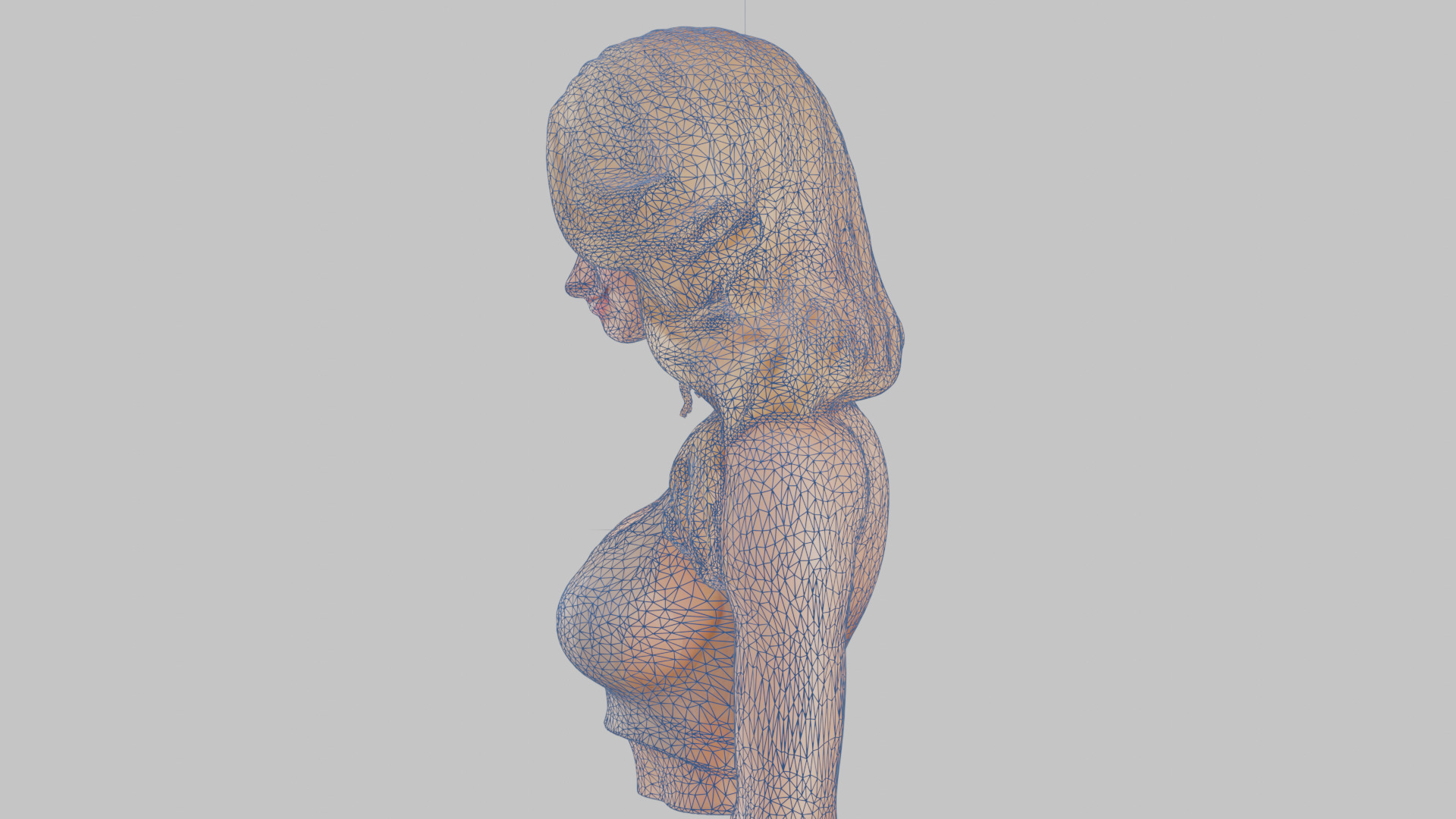 Beautiful Young Anime Girl Realistic Head and Body Bust  2 Pack Low-poly 3D model_24