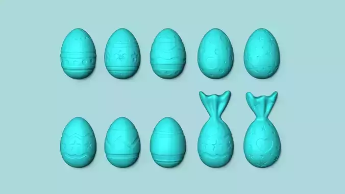 10 Easter Eggs Molds - Silicon Maker - Template 3D print model