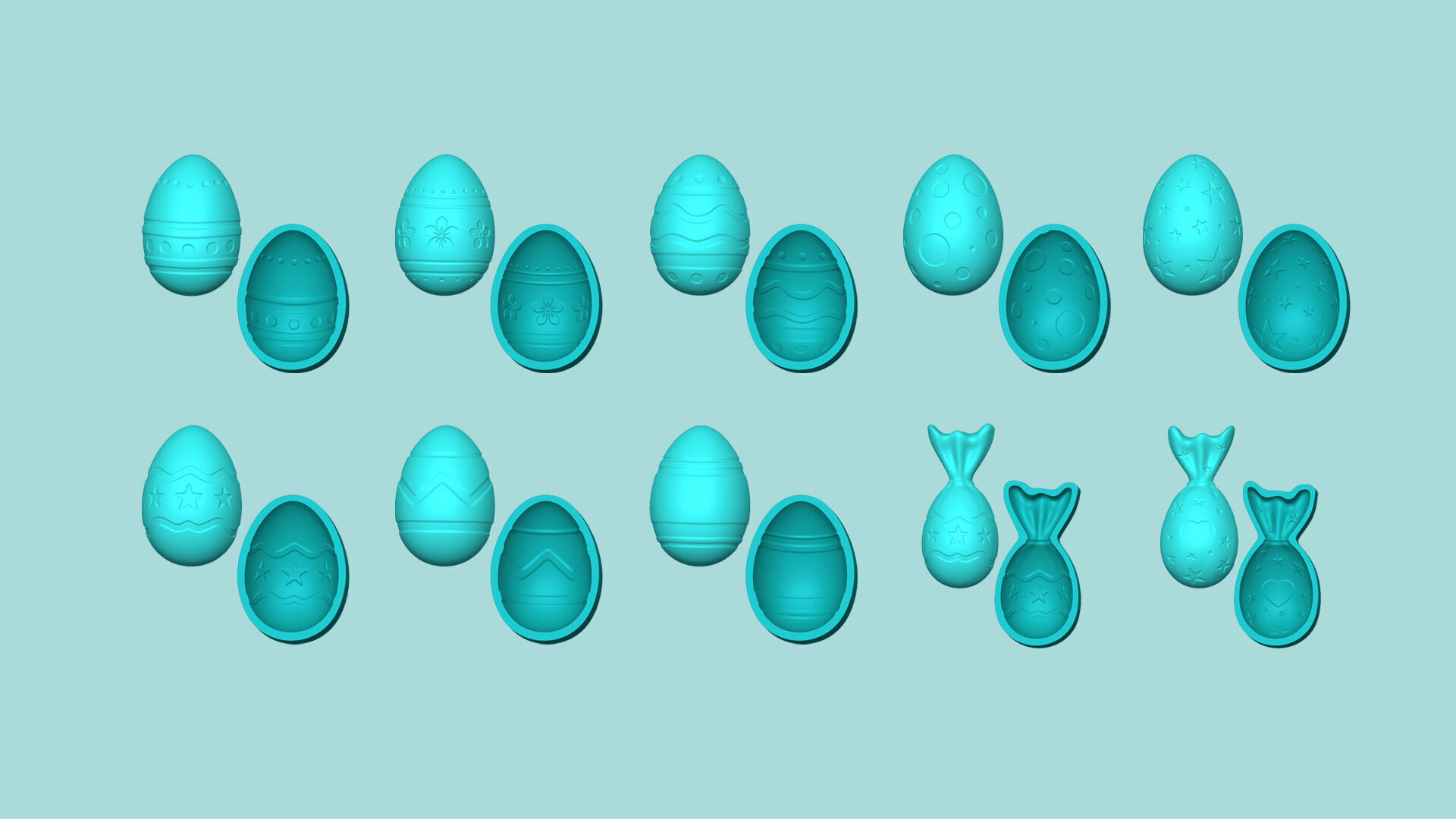 10 Easter Eggs Molds - Silicon Maker - Template 3D print model_1