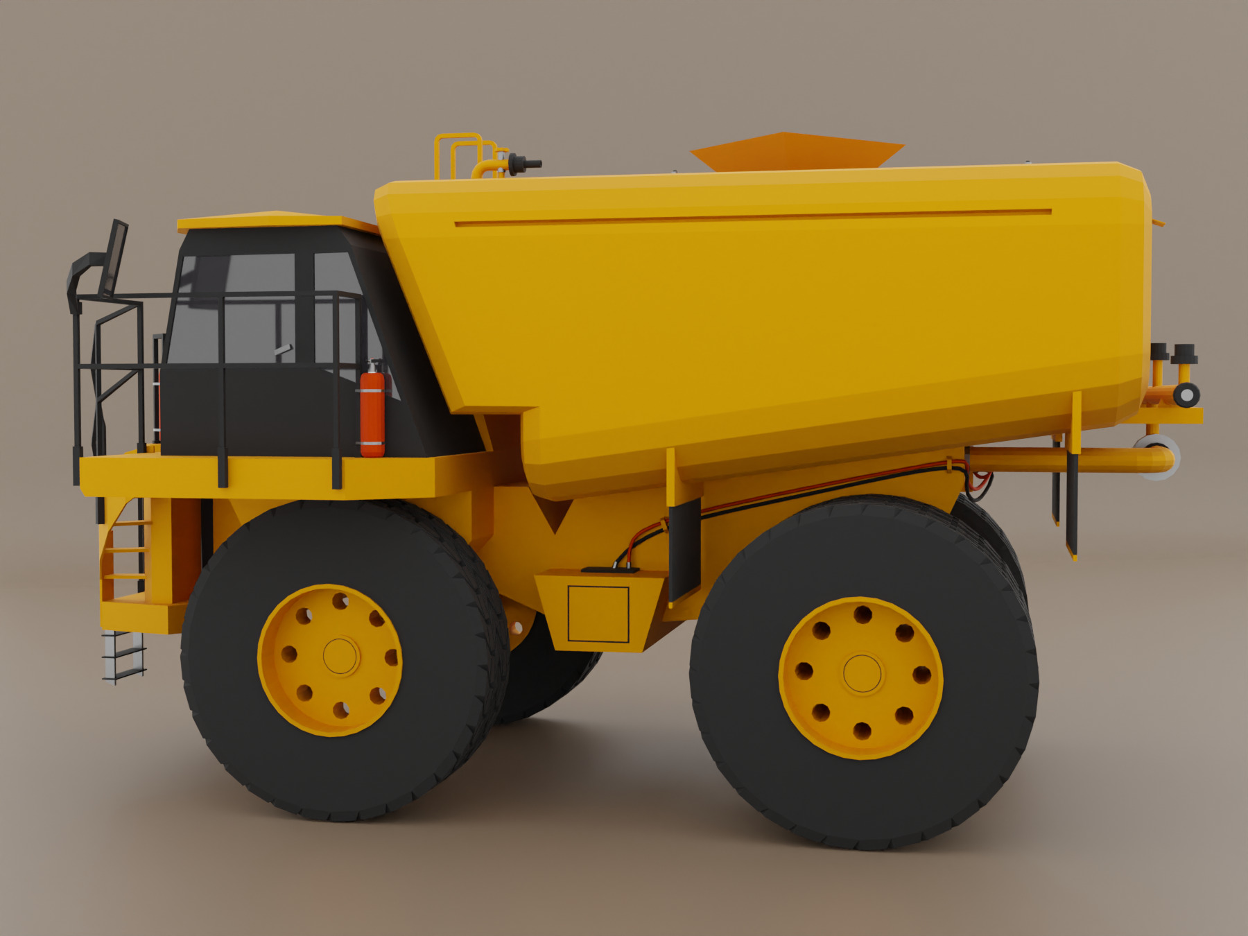 Off-Highway Water Truck - Heavy Vehicle Low-poly 3D model_4