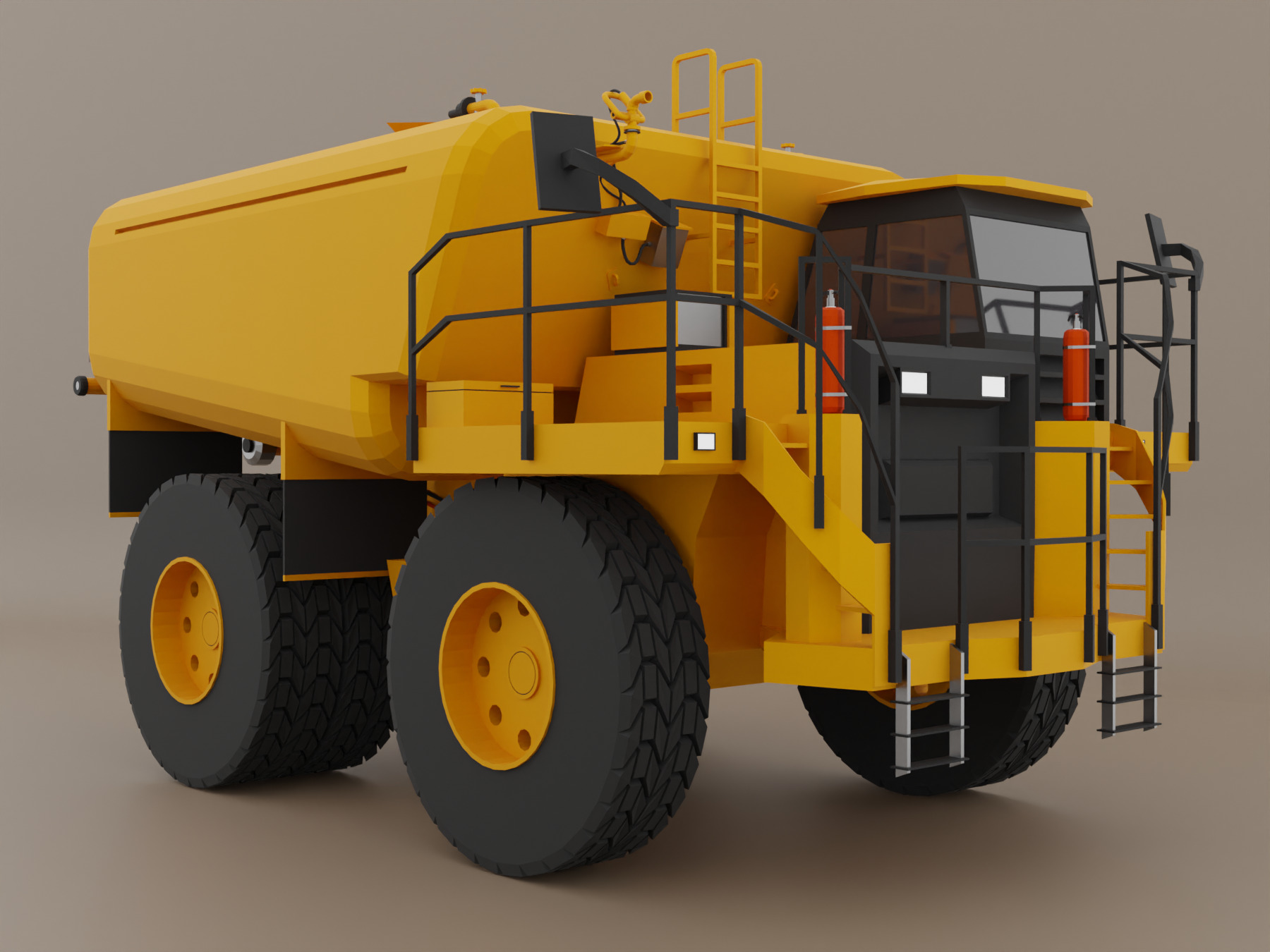 Off-Highway Water Truck - Heavy Vehicle Low-poly 3D model_1