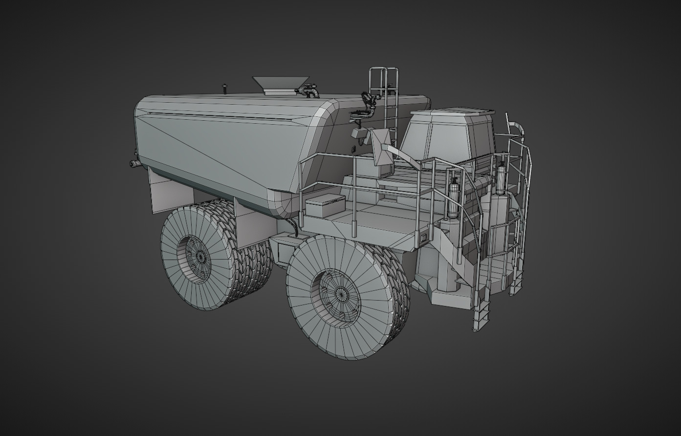 Off-Highway Water Truck - Heavy Vehicle Low-poly 3D model_13