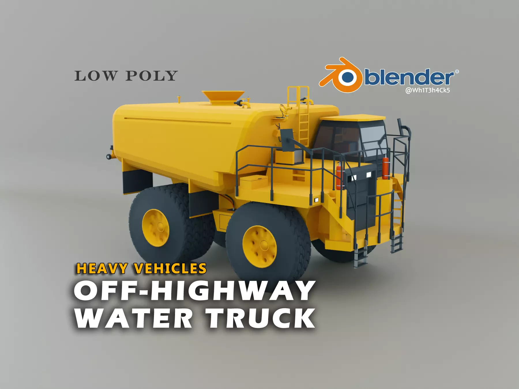 Off-Highway Water Truck - Heavy Vehicle Low-poly 3D model_0